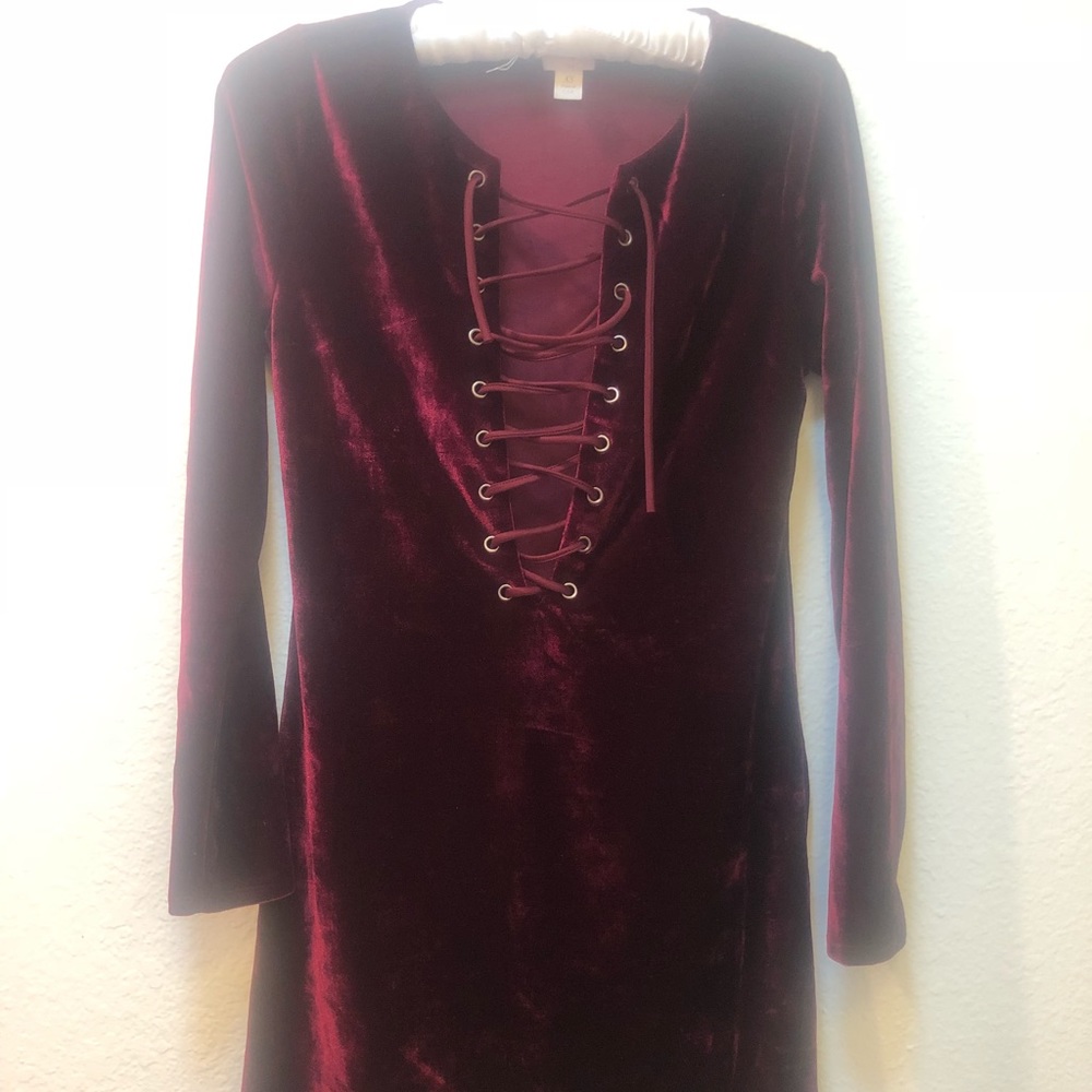 Burgundy velvet dress
